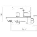 Cersanit Mille Bateria wannowo - natryskowa ścienna, kolor chrom S951-006 - rysunek techniczny