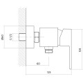 Cersanit Elio Bateria natryskowa ścienna, kolor chrom S951-032 - rysunek techniczny