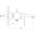 Cersanit Elio Bateria wannowo-natryskowa ścienna, kolor chrom S951-007 - rysunek techniczny