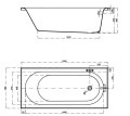 Cersanit Octavia Wanna prostokątna 150x70 cm, kolor biały S301-251 - rysunek techniczny