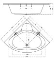 Cersanit Venus Wanna symetryczna 140x140 cm, kolor biały S301-038 - rysunek techniczny