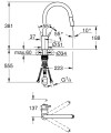 Bateria kuchenna Grohe Concetto 31483002 wyciągana wylewka, kolor chrom  - rysunek techniczny