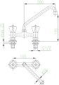 Bateria umywalkowa KFA Armatura Standard  301-510-00 stojąca, wylewka obrotowa L-200mm, kolor chrom - rysunek techniczny