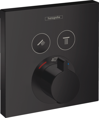 Czarna bateria podtynkowa Hansgrohe ShowerSelect 15763670 podtynkowa bateria termostatyczna (element zewnętrzny), kolor czarny mat