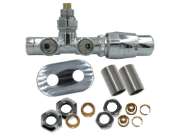 Varioterm Unico All in One zintegrowany zestaw termostatyczny z rurką zanurzeniową, tuleje i maskownica, adaptery, wersja lewa kolor grafit metaliczny AUGS0212CFK/L