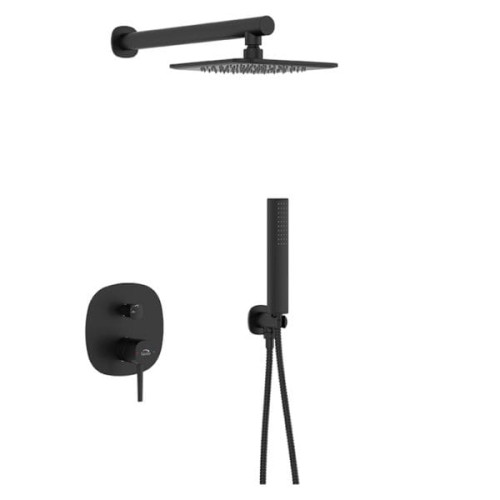 Laveo Polla zestaw prysznicowy podtynkowy z deszczownicą, czarny BAP_701P