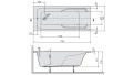 Sanplast Modesta wanna prostokątna 170x75 akrylowa kolor biały 10-340-0170-01-000- rysunek techniczny