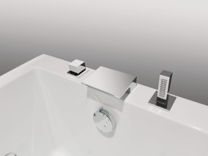 NOVELLINI FLY 2 Bateria wannowa 3-otworowa, wylewka kaskadowa chrom KRUBBVAQNO-K