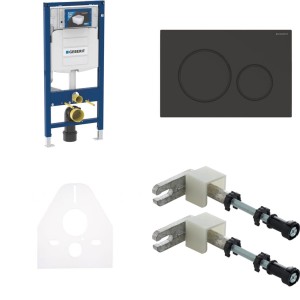Geberit Duofix stelaż podtynkowy do WC Sigma H112 + wsporniki dystansowe + przycisk czarny mat Sigma20 + mata akustyczna 111.320.00.6+111.815.00.1+115.882.16.1+KFIXUP1