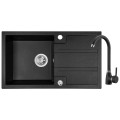 Zlewozmywak z baterią Laveo Barbados 760x440mm + bateria kuchenna kolor czarny, SBBA711T