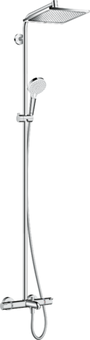 Hansgrohe Crometta E 240 natynkowy zestaw prysznicowy z termostatem, deszczownicą i wylewką wannową, chrom, 27298000