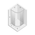 Kabina półokrągła New Trendy New Varia K-0499 wymiary 90x90x190cm, drzwi przesuwne szkło przejrzyste profile chrom - rysunek techniczny
