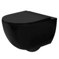 Miska z deską Rea Carlo Mini Rimless Black Matt miska z deską wolnoopadającą FLAT, kolor czarny-mat REA-C8489