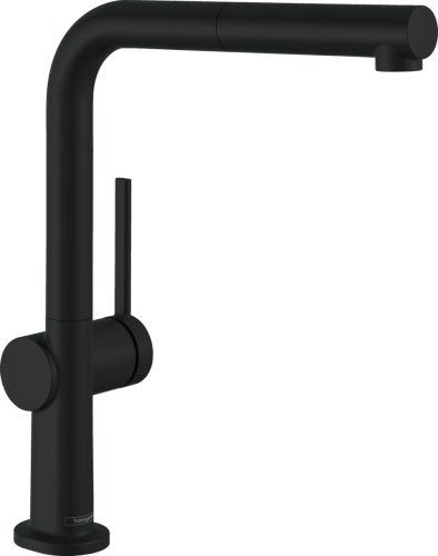 Czarna bateria kuchenna Hansgrohe Talis M54 270 z wyciąganą wylewką, kolor czarny-mat 72809670
