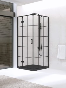 New Trendy New Renoma Black Kabina prostokątna 100x90x195 czarna krata, wersja lewa D-0380A/D-0119B