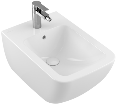 Bidet wiszący Villeroy & Boch Venticello z powłoką CeramicPlus 37,5 x 56 cm, z przelewem, Weiss Alpin, 441100R1