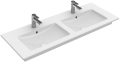 Umywalka meblowa podwójna Villeroy & Boch  z powłoką CeramicPlus Venticello, 130 x 50 cm, z przelewem, Weiss Alpin, 4111DLR1