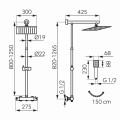 Zestaw natryskowy z deszczownicą 30 cm i baterią termostatyczną kolor chrom Ferro Trevi Square  NP75SQ-TRV7U