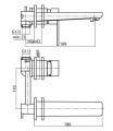 Valvex Loft Gold bateria umywalkowa podtynkowa, kolor złoty 2455860 rysunek techniczny
