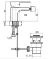 Valvex Loft Gold bateria bidetowa, kolor złoty 2455880 rysunek techniczny