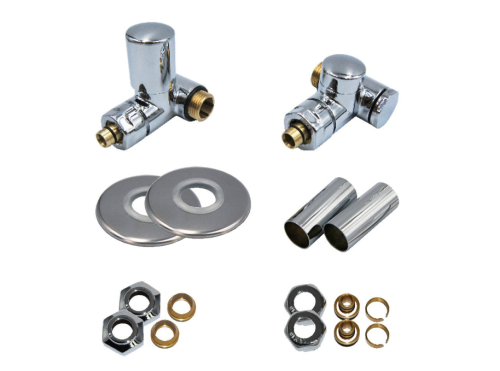 Varioterm INTEGRA All in One zestaw regulacyjny kątowy, osiowo lewy z możliwością podłączenia grzałki elektrycznej z elementami maskującymi i adapterami, kolor czarny matowy AIR24FK/L