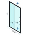 Rea Rapid Slide Black 120 drzwi prysznicowe przesuwne, profile kolor czarny REA-K6401 - rysunek techniczny