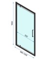 Rea Rapid Swing drzwi prysznicowe uchylne 100,  profil czarny REA-K6410 rysunek techniczny