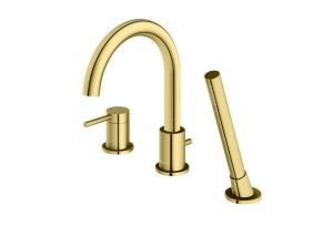 Kohlman Axel Gold bateria wannowa 3otworowa z obrotową wylewką kolor złoty QB241AGD