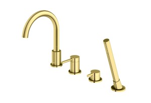 Kohlman Axel Gold bateria wannowa 4otworowa z obrotową wylewką kolor złoty QB244AGD