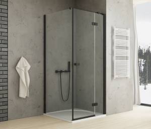New Trendy Reflexa Black kabina prostokątna 80x100, czarny profil, drzwi uchylne, wersja Prawa EXK-1335/EXK-0297 (EXK-4919)
