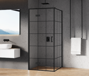 New Trendy New Renoma Black kabina prostokątna 100x90 drzwi uchylne, strona lewa, czarna krata D-0380A/D-0119B-WP
