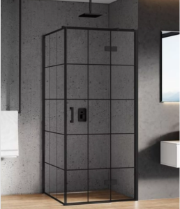 New Trendy New Renoma Black kabina prostokątna 100x80 drzwi uchylne, strona prawa, czarna krata D-0381A/D-0164B-WP