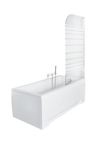 Besco AMBITION Parawan jednoskrzydłowy nawannowy, kolor szkła przejrzysty z motywem, PA-1S