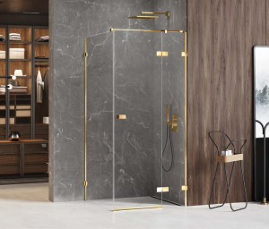 New Trendy Avexa Gold Shine kabina prostokątna, 6mm, wersja prawa, 90x80 cm, złoty połysk EXK-1659