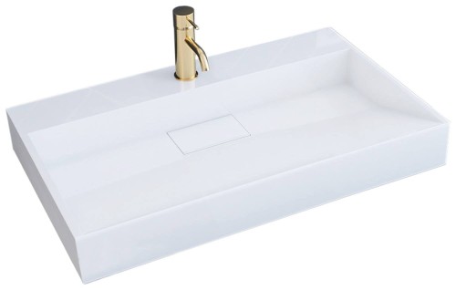 Umywalka prostokątna Rea GOYA 70 cm REA-U8902 konglomerat, kolor biały