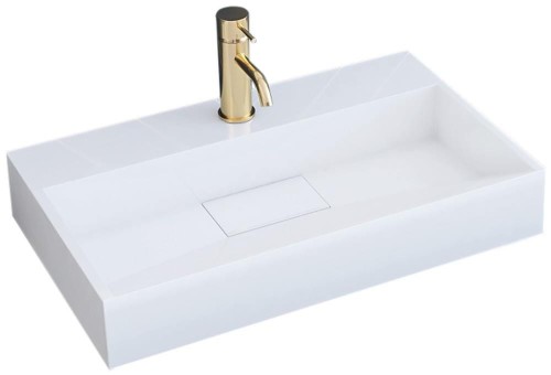 Umywalka prostokątna Rea GOYA 60 cm  REA-U8901 konglomerat, kolor biały