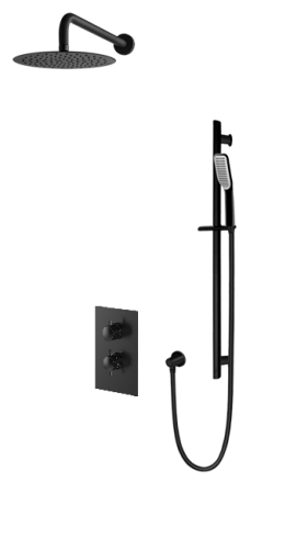 Vedo Aletta Nero podtynkowy zestaw natryskowy z termostatem, deszczownica 30 cm, kolor czarny mat VBA5224/30/CZ/TERMO