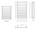 Rysunek techniczny - Grzejnik łazienkowy Instal Projekt Belti 400x753mm, BEL-40/80