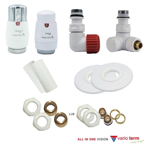 Varioterm Vision All in One zestaw termostatyczny z głowicą, tuleje i maskownica, adaptery, wersja lewa, kolor biały AVIGS0206CFK/L