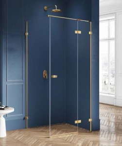 New Trendy Avexa Gold kabina kwadratowa 110x110x200, drzwi uchylne prawe profil złoty EXK-1879