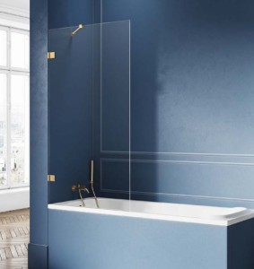 New Trendy Avexa Gold Brushed parawan nawannowy 100x150, profil złoty szczotkowany powłoka Active Shield EXK-2009