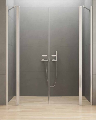 New Trendy New Soleo drzwi wnękowe uchylne podwójne 130x195, profile chrom D-0257A