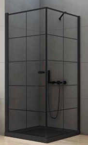 New Trendy New Soleo kabina kwadratowa 90x90x195 cm wersja lewa, krata czarna D-0285A/D-0120B-WP