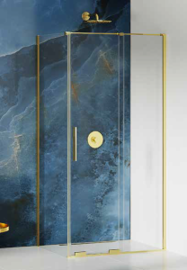 New Trendy Smart Light Gold kabina 130x80, drzwi przesuwne,  8 mm szkło, powłoka Active Shield, profil złoty, EXK-4243
