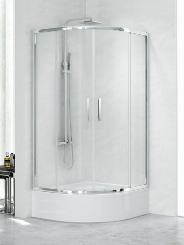Kabina półokrągła New Trendy NEW PRAKTIC 90x90x165cm, szkło czyste, K-0426