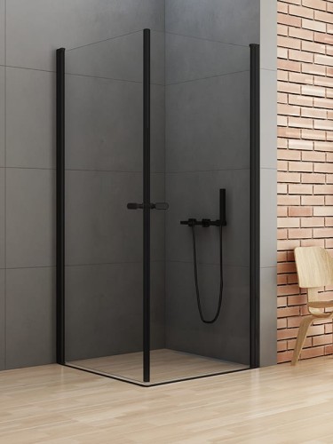 New Trendy NEW SOLEO BLACK Kabina prysznicowa, drzwi podwójne uchylne uniwersalne, 80x90x195cm, czarne profile D-0230A/D-0231A