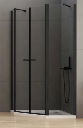 New Trendy New Soleo Black kabina pięciokątna asymetryczna 100x80x195  profil czarny K-0618