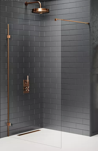 New Trendy Avexa Copper Brushed ścianka prysznicowa walk-in 100 cm, szkło czyste 6mm,  profil miedź (copper brushed), Active Shield, EXK-3755