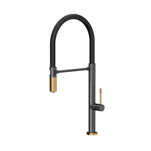 Quadron Margot T-line SteelQ bateria kuchenna obrotowa/gumową  wylewka 360° Kolor PVD miedź / graphite metal 3623502_T1PVDC1