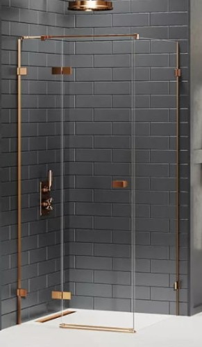 New Trendy Avexa Copper Brushed kabina prysznicowa 100x90x200 cm, szkło czyste 6mm, wersja lewa, profil miedź (copper brushed), Active Shield, EXK-3559